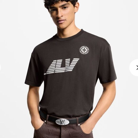 Louis Vuitton Washed Print Cotton Black T-Shirt Marque L. Vuitton Deposee - Picture 2 of 15